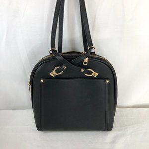 Myztique Handbag Convertible Backpack to Shoulder Bag Black Vegan Leather Purse